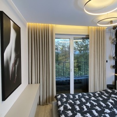 Elegant curtains in sand colour, for the living room, made to measure, without ironing