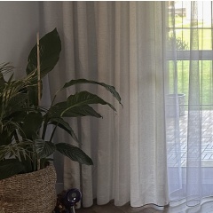 Natural, light-permeable linen curtain, beige linen curtains.