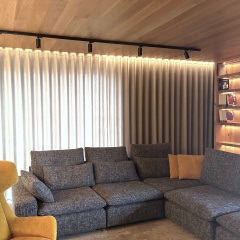 Elegant drapes in ash beige, for the living room, made to measure, without ironing