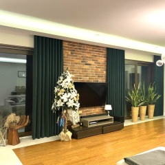 Living room drape, elegant matt, single colour, bottle green, made to measure