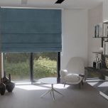 Modern Roman blind in matte smooth denim