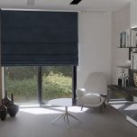 Modern Roman blind in navy blue, matte, smooth 