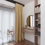 Fashionable drape for the bedroom, matt, single-colour, sand