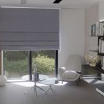 Modern Roman blind in matte one-colored gray, for the kitchen