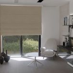 Elegant Roman blind in stylish latte velvet