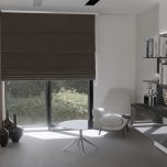 Elegant Roman blind in stylish warm earth tone velvet