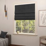 Elegant Roman roller blind in stylish dark grey velvet