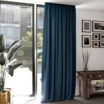 Beautiful velvet drape, slightly shiny, soft to the touch, dark sea colour