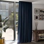 Fashionable drape for the room, velvet, soft to the touch, navy blue