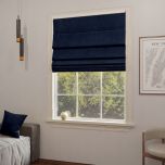 Elegant Roman blind in stylish navy blue velvet