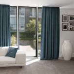 Modern one-colour drape, soft, slightly shiny, made to measure, denim 