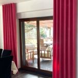 Elegant, fashionable velvet drape, soft, slightly shiny, made to measure, fuchsia