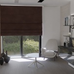 Modern Roman blind in matte smooth chocolate brown