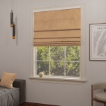 Modern Roman blind, smooth pastel beige with orange, matte
