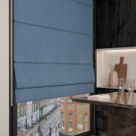 Modern Roman blind in matte smooth denim