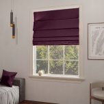 Roman blind in glamour style, smooth dark plum