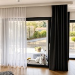 Modern velvet drape, for living room, soft touch, black