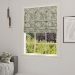 Roman blind in modern natural matte with plant pattern of leaves