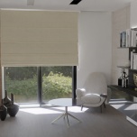 Elegant Roman blind in stylish dirty cream velvet