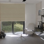 Elegant Roman blind in stylish warm cream velvet