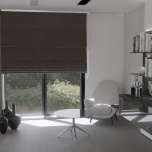 Elegant Roman blind in stylish warm earth tone velvet