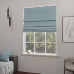 Light blue blackout Roman blind in matt