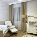 Modern curtain with matte white delicate rainbow 