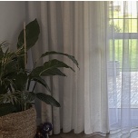 Natural, light-permeable linen curtain, beige linen curtains.