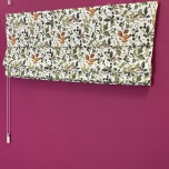 Roman blind in natural matte with floral leaf pattern