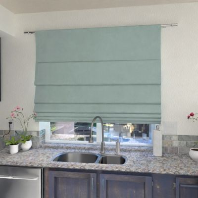 Modern Roman blind matt, soft, single colour, for kitchen, room, light denim 
