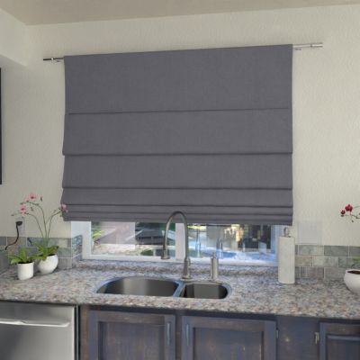 Roman blind, single-colour fabric, grey. Ideal modern window decoration for the kitchen, but also for a room or bedroom.