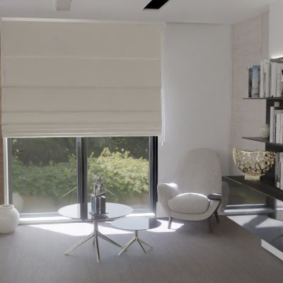 Modern Roman blind in matte one-colored cream