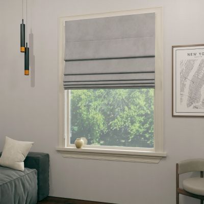 Roman blind in a fashionable and elegant grey shade, made to measure