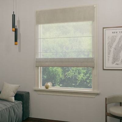 Volie Roman blind in combination with cappuccino fabric