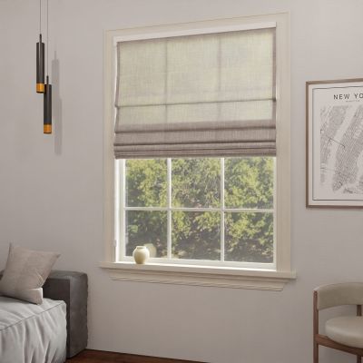 Roman blind semi-transparent matte with linen texture, dark beige