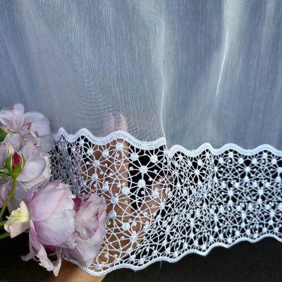 Modern delicate white guipure curtain 