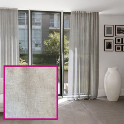 Natural, light-permeable linen curtain, beige linen curtains.
