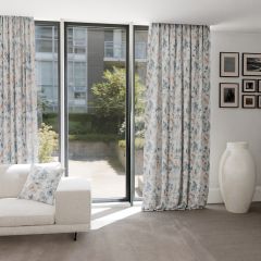 Modern curtain, natural, matt, large flowers and leaves