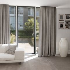 Elegant drapes in ash beige, for the living room, made to measure, without ironing