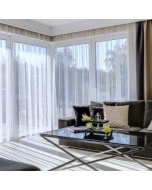 Modern curtain with matte white delicate rainbow 