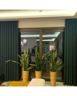 Living room drape, elegant matt, single colour, bottle green, made to measure
