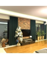 Living room drape, elegant matt, single colour, bottle green, made to measure