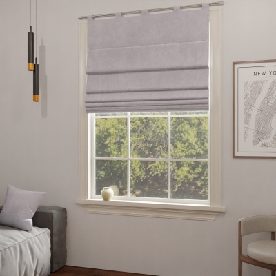 Roleta rzymska matowa gładka, jednobarwna, miękka w dotyku, bez prasowania, pastelowy jasny fiolet