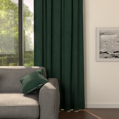 Living room drape, elegant matt, single colour, bottle green, made to measure