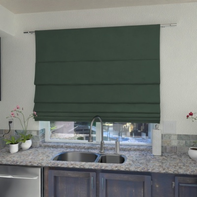 Roman blind for kitchen, living room, elegant matt, bottle green, made to measure