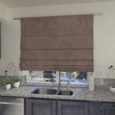 Beautiful Roman blind for kitchen, living room, soft touch, matt, dark cappuccino
