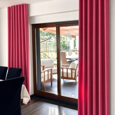 Elegant, fashionable velvet drape, soft, slightly shiny, made to measure, fuchsia