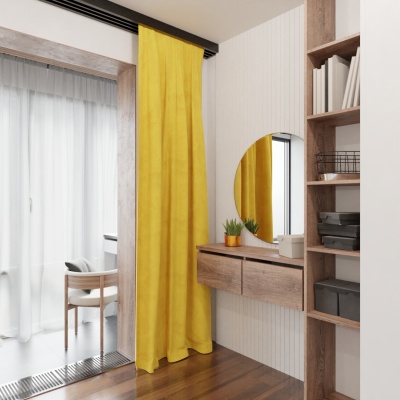 Beautiful velvet drape, for the room, soft to the touch, yellow