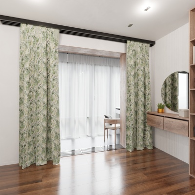 Modern drape, natural, matt, floral-leaf design