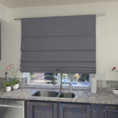 Roman blind, single-colour fabric, grey. Ideal modern window decoration for the kitchen, but also for a room or bedroom.